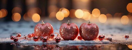 AI generated Christmas decoration on the table photo