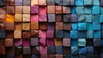 AI generated Colorful wooden blocks background. photo