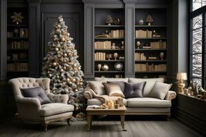AI generated Christmas decoration scene in a modern room photo