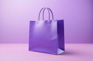 AI generated a purple shopping bag against a purple background photo