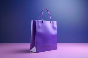 AI generated a purple shopping bag against a purple background photo