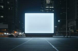 AI generated a group of people are in front of an empty billboard photo