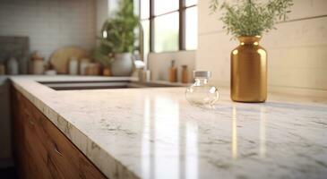 AI generated a kitchen counter decorated with granite countertop photo