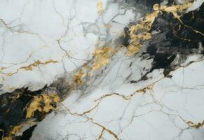 AI generated a close up image of marble with gold leaf detail photo