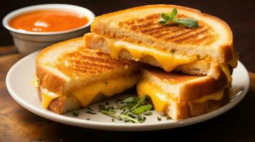 AI generated A delicious photo of a cheesy grilled cheese sandwich