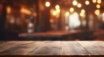 AI generated table top table in a restaurant with blurred background photo