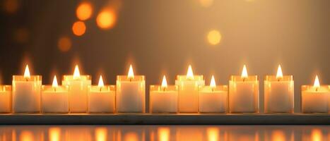 AI generated row of burning candles photo