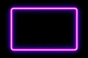 AI generated neon neon square frame on black background photo