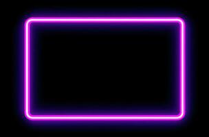 AI generated neon neon square frame on black background photo