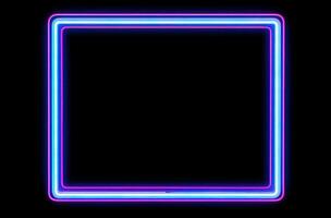 AI generated neon neon square frame on black background photo
