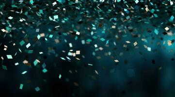 AI generated confetti falling down on a dark background photo