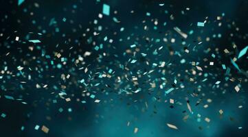 AI generated confetti falling down on a dark background photo