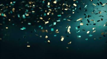 AI generated confetti falling down on a dark background photo