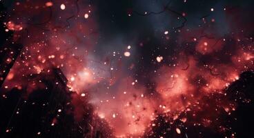 AI generated a big colorful fireworks light to the night photo