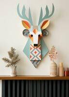 AI generated a christmas deer hanging from a mantel photo