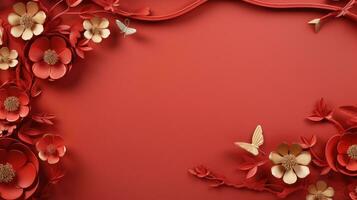 AI generated 3d Chinese new year card template with copy space photo