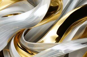 AI generated a close up image of some paper strips in gold and silver shapes photo