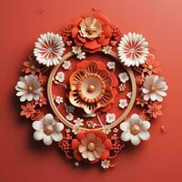 AI generated 3d Chinese new year card template with copy space photo