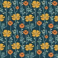 AI generated flowers with the stems showing seamless pattern background photo