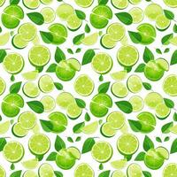 AI generated green and white leaves with slices of lime seamless pattern background photo