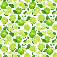 AI generated green and white leaves with slices of lime seamless pattern background photo