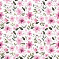 AI generated lots of pink flowers and leaves seamless pattern background. photo