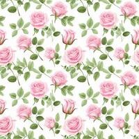 AI generated fresh pink roses seamless pattern background photo