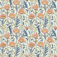 AI generated flowers with the stems showing seamless pattern background photo