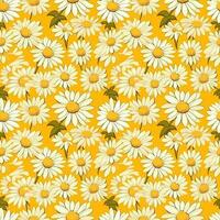 AI generated a yellow background with white daisies seamless pattern background photo