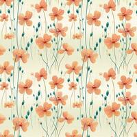 AI generated flowers with the stems showing seamless pattern background photo