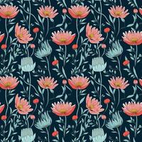 AI generated flowers with the stems showing seamless pattern background photo