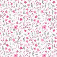 AI generated lots of pink flowers and leaves seamless pattern background. photo