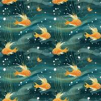 AI generated a sea creature swims across shallow waters seamless pattern background photo