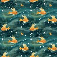 AI generated a sea creature swims across shallow waters seamless pattern background photo