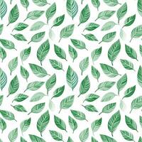 AI generated a green leaf on a white seamless pattern background. photo