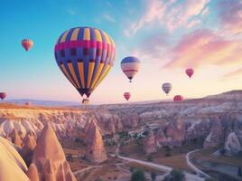 ai generado caliente aire globos en Capadocia foto