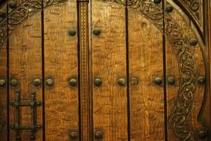 Antique treated wood entrance door photo