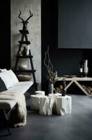 AI generated grey white and black interior design mimis furniture photo