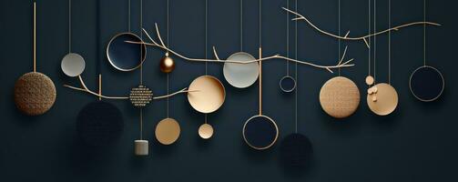 AI generated christmas ornaments and geometric shapes photo