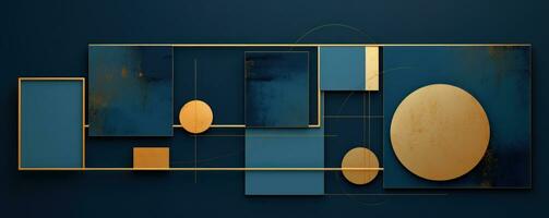 AI generated blue and gold square circles, with a blue background photo