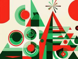 ai generado un rojo, verde y blanco Navidad árbol, en el estilo de intuitivo geométrico formas foto