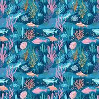 AI generated a sea creature swims across shallow waters seamless pattern background photo