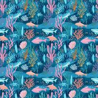 AI generated a sea creature swims across shallow waters seamless pattern background photo