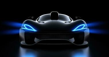 AI generated a photo of a sports car with blue lights,