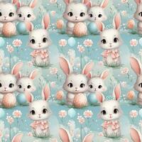 AI generated watercolor cute easter pattern photo