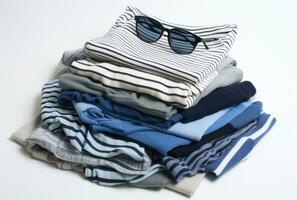 AI generated striped cardigan sweater and jeans along with sunglasses photo