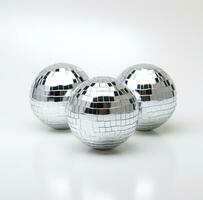 AI generated disco balls on white background with shadows photo