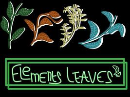 Leaves set simple decoration vector