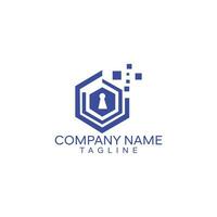 Digital Security Tech Logo Design Template vector