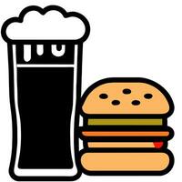 Beer glass and hamburger vector